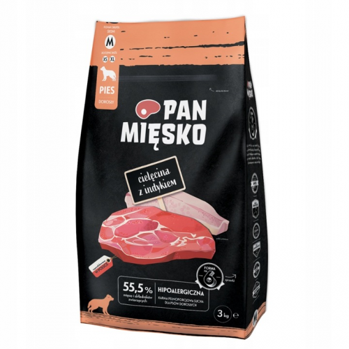 PAN MIĘSKO CIELĘCINA Z INDYKIEM M 3 KG 